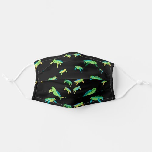 Cute Sea Turtles Teal Blue Green  Black Adult Cloth Face Mask