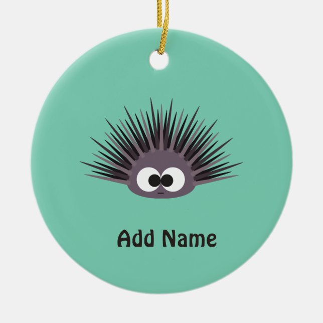 Cute sea Urchin Ceramic Ornament (Front)