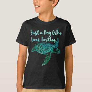 Cute Sea Watercolor Just A Boy Who Loves Turtles T-Shirt