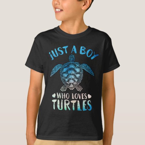 Cute Sea Watercolor Just A Boy Who Loves Turtles T_Shirt