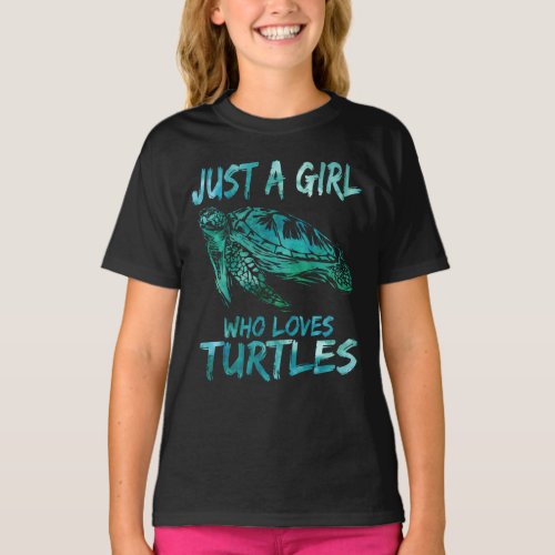 Cute Sea Watercolor Just A Girl Who Loves Turtles T_Shirt