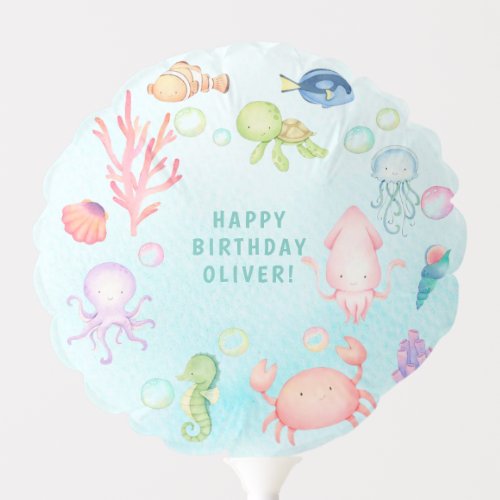 Cute sea world Birthday Party  Balloon