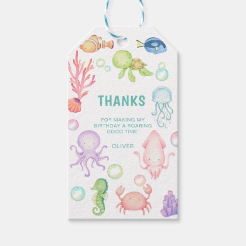 Cute sea world Birthday Party  Gift Tags