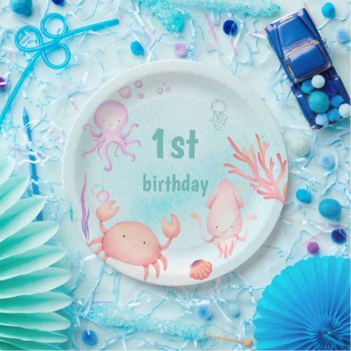 Cute sea world Birthday Party  Paper Plates