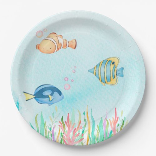 Cute sea world Birthday Party  Paper Plates