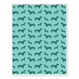 Cute seafoam green dachshund pattern temporary tattoos