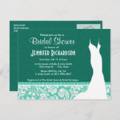 Cute Seafoam Green Damask Invitation Postcard (Front/Back)