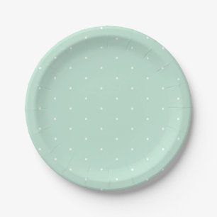 Cute seafoam mint green tiny polka dots elegant paper plates