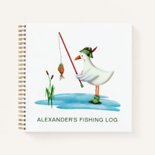 Cute Seagull Fishing Personalized Fishing Log Notebook