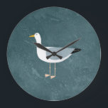 Cute Seagull Large Clock<br><div class="desc">A cheeky seagull standing by the deep green ocean. Perfect for those who love sassy birds and the coast.</div>