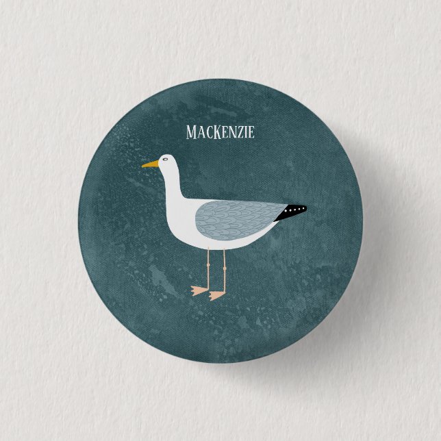 Cute Seagull Name Button (Front)