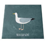 Cute Seagull Name Ceramic Tile<br><div class="desc">A cheeky seagull standing by the ocean. Perfect for those who love sassy birds and the coast.
Customize it by changing or removing the name.</div>