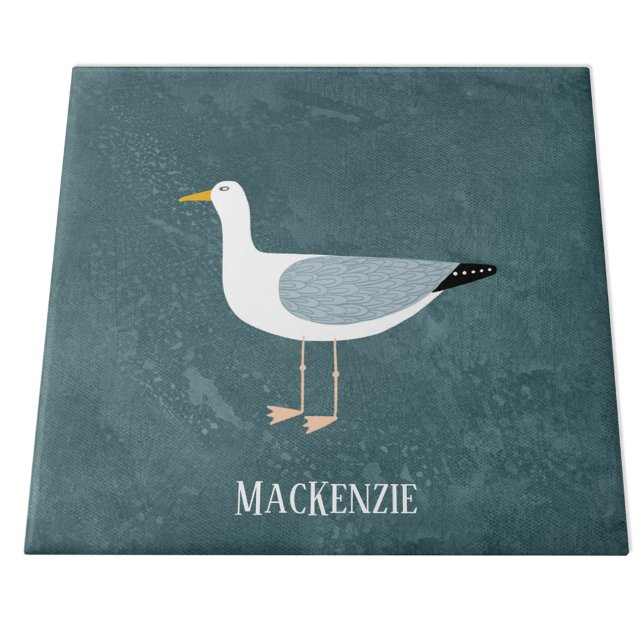 Cute Seagull Name Ceramic Tile (Fun seagull personalized ceramic tile)