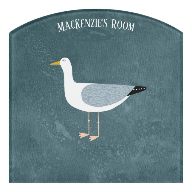 Cute Seagull Name Door Sign (Contour Front)