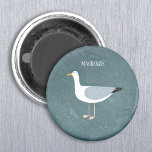 Cute Seagull Name Magnet<br><div class="desc">A cheeky seagull standing by the ocean. Perfect for those who love sassy birds and the coast.
Personalize by changing or removing the name.</div>