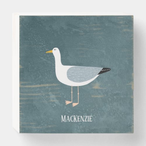 Cute Seagull Name Wooden Box Sign