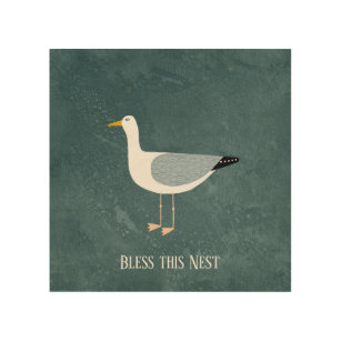 Cute Seagull Quote Wood Wall Art