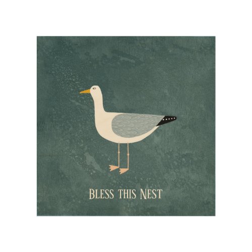 Cute Seagull Quote Wood Wall Art