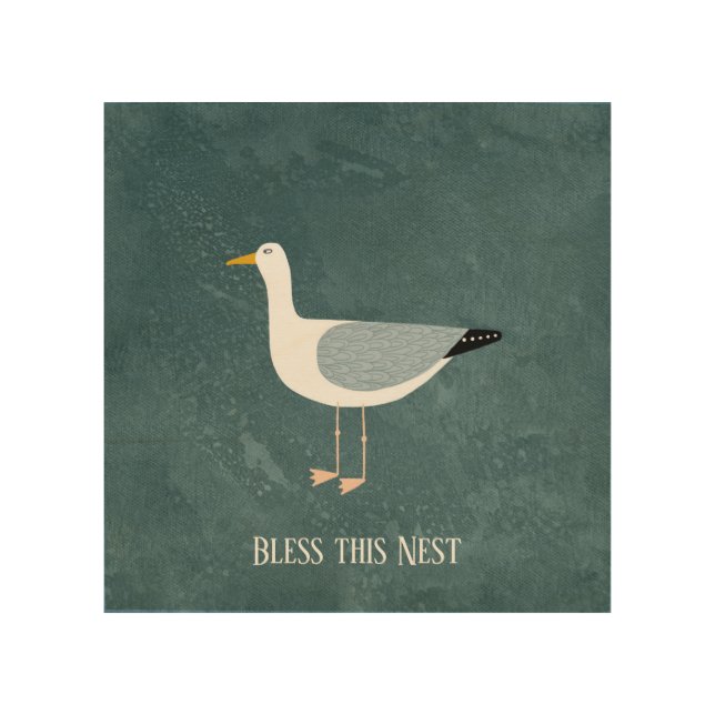 Cute Seagull Quote Wood Wall Art (Front)
