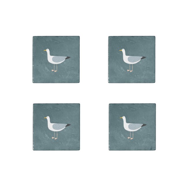Cute Seagull Stone Magnet (Front)