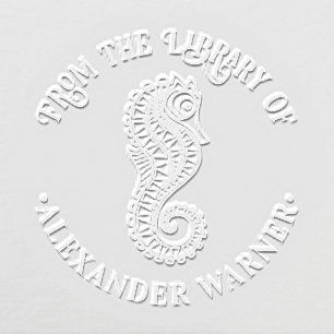 Cute Seahorse #2 Ocean Beach Theme Library Book Embosser
