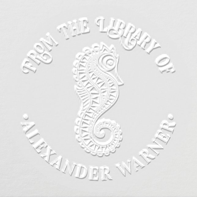 Cute Seahorse #2 Ocean Beach Theme Library Book Embosser (Design)