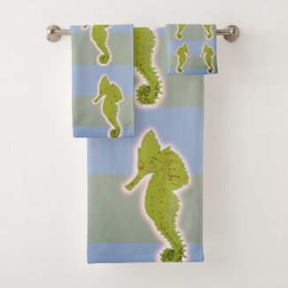 Cute Seahorse Art  Bathroom Towel Set
