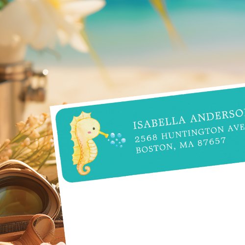 Cute Seahorse Baby Shower Address Label