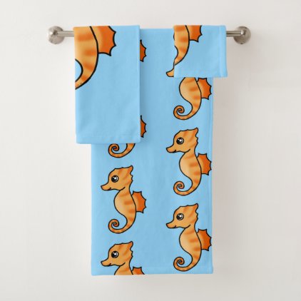 cute seahorse bath towel set