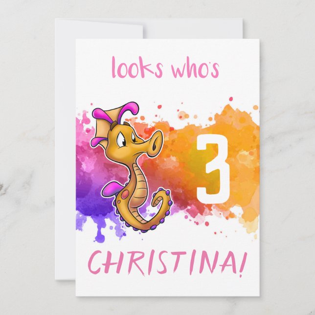 Cute Seahorse Birthday Card (Front)