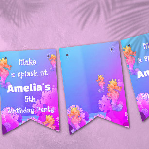 Cute Seahorse Birthday Party Bunting Flags