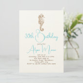 Cute Seahorse Birthday Party Invitations (Standing Front)