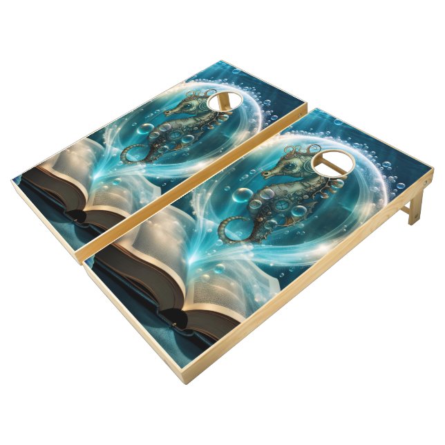 Cute seahorse cornhole set (Angled)