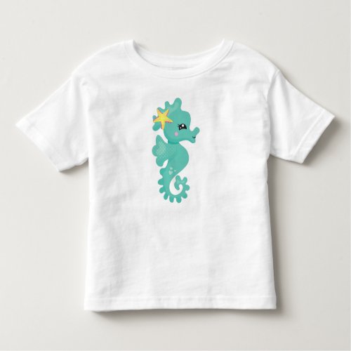 Cute Seahorse Green Seahorse Starfish Hearts Toddler T_shirt