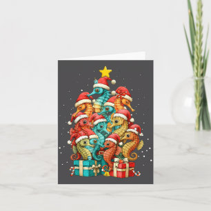 Cute Seahorse Le Sea Fish Christmas Tree Xmas Hat  Card