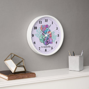 cute seahorse lovers add name clock