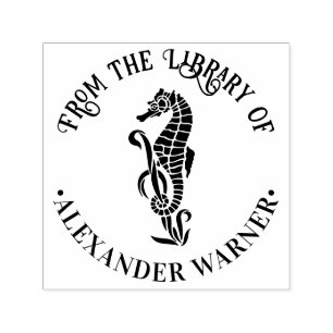Cute Seahorse Ocean Beach Theme Library Book Self-inking Stamp