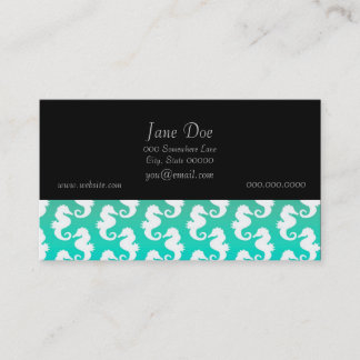 Cute Seahorse Pattern on Blue Green Business Card