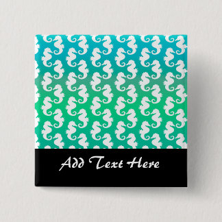 Cute Seahorse Pattern on Blue Green Pinback Button