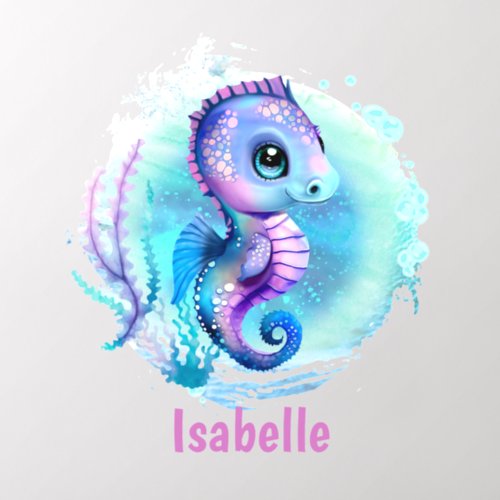 Cute Seahorse Personalized Kids Room Wall Decal