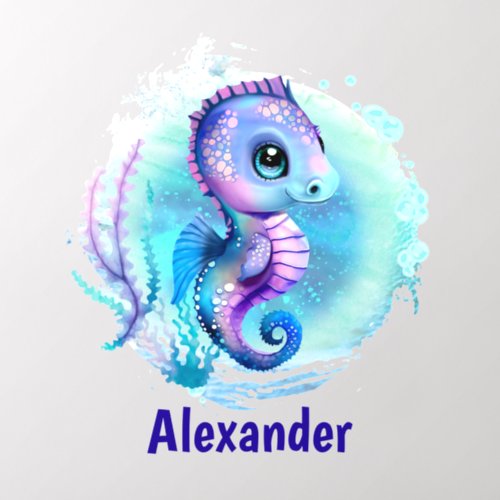 Cute Seahorse Personalized Playroom Wall Decal