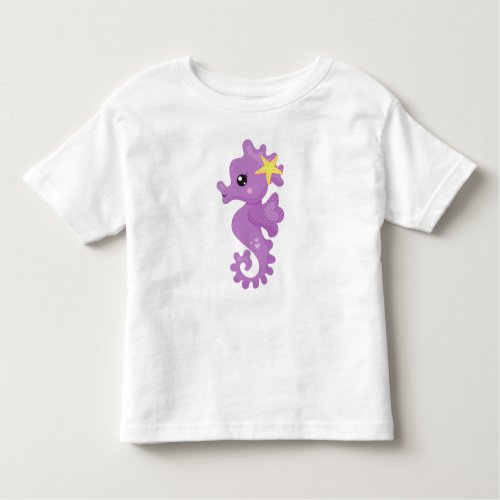 Cute Seahorse Purple Seahorse Starfish Hearts Toddler T_shirt