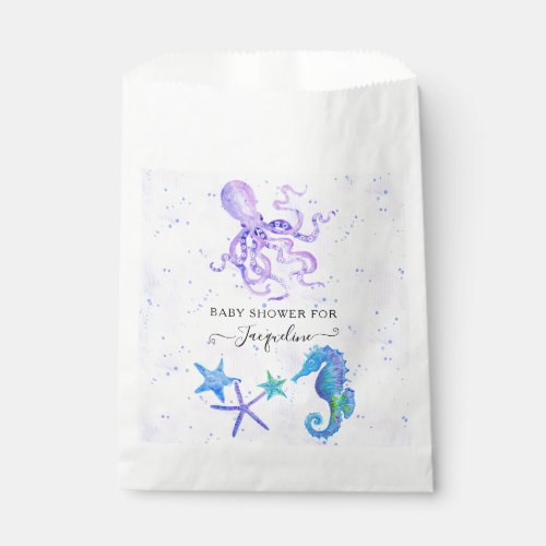 Cute Seahorse Stafish Octopus Beach Baby Shower Favor Bag