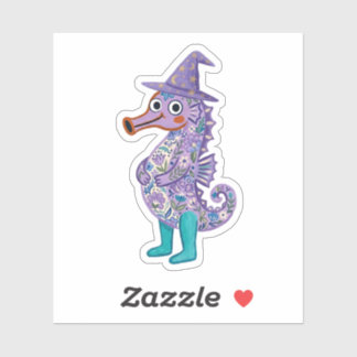 Cute Seahorse Stickers Vintage Floral Print