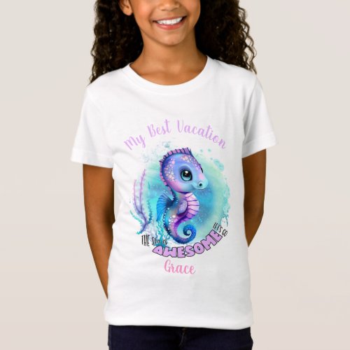Cute Seahorse Summer Vacation Name T_Shirt