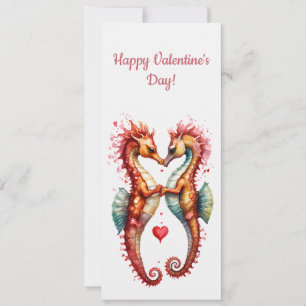 Cute Seahorse Sweethearts Heart Valentine Holiday Card