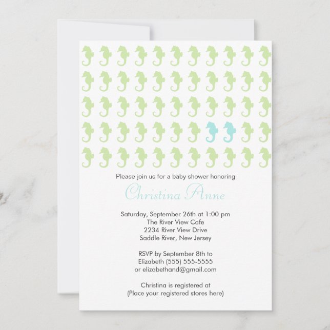 Cute Seahorse Twin Boys Multiple Baby Shower Invitation (Front)