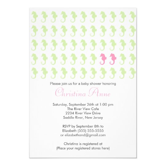 Cute Seahorse Twin Girl Multiple Baby Shower Invitation Zazzle Com