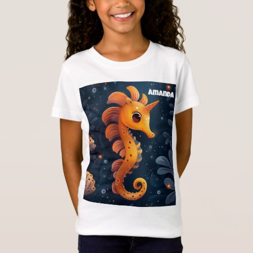 Cute Seahorse Unicorn Girls tshirt Top Beach Shirt