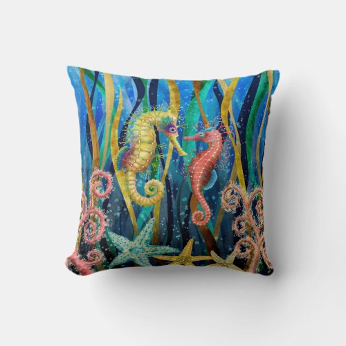 Cute Seahorse with starfish Pillow